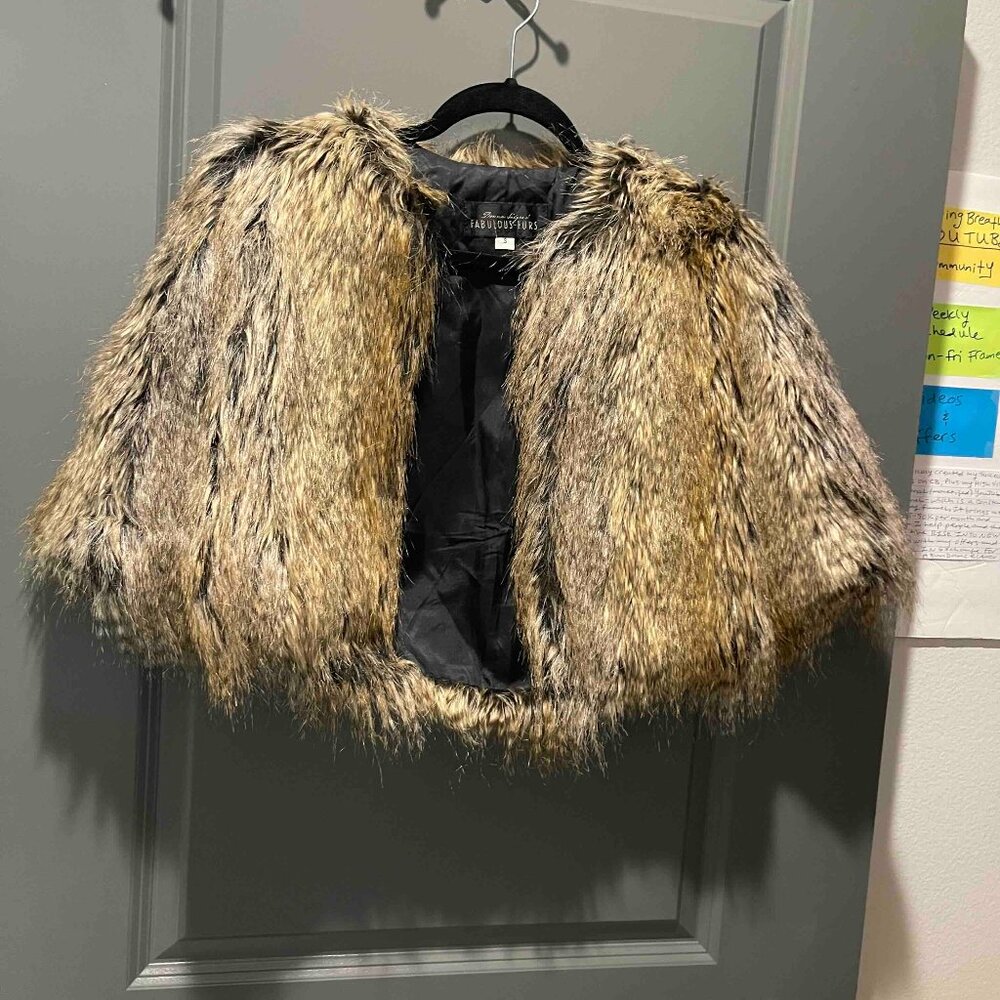 Faux Fur Short Jacket Open Front